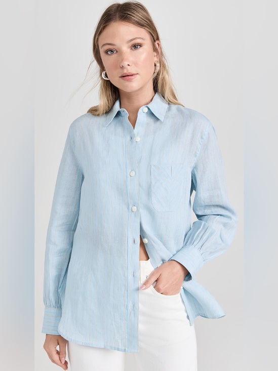 rag & bone Tops - Rag and Bone Maxine Stripe Linen Button Down Shirt Blue Size Women’s Medium